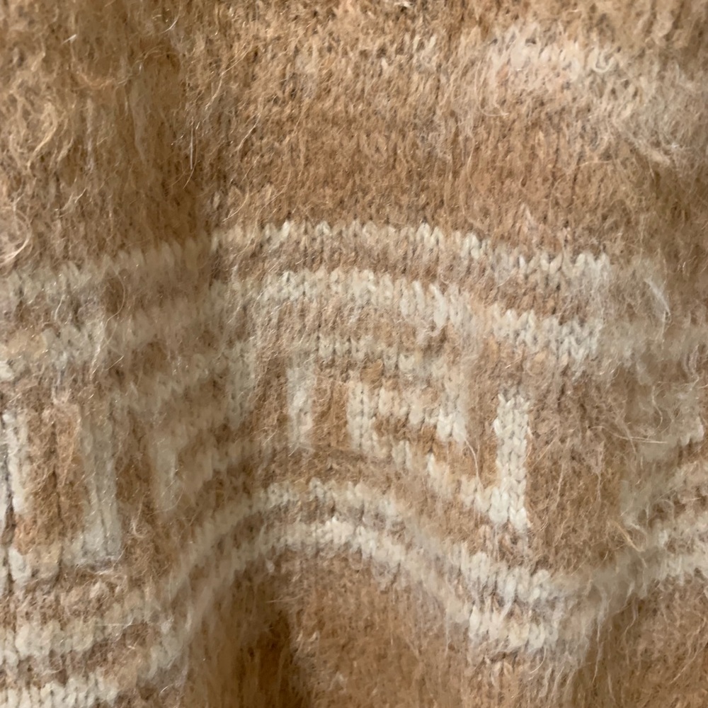 VINTAGE 70’s Camel Tan Mohair Poncho Aztec - Picture 4 of 6